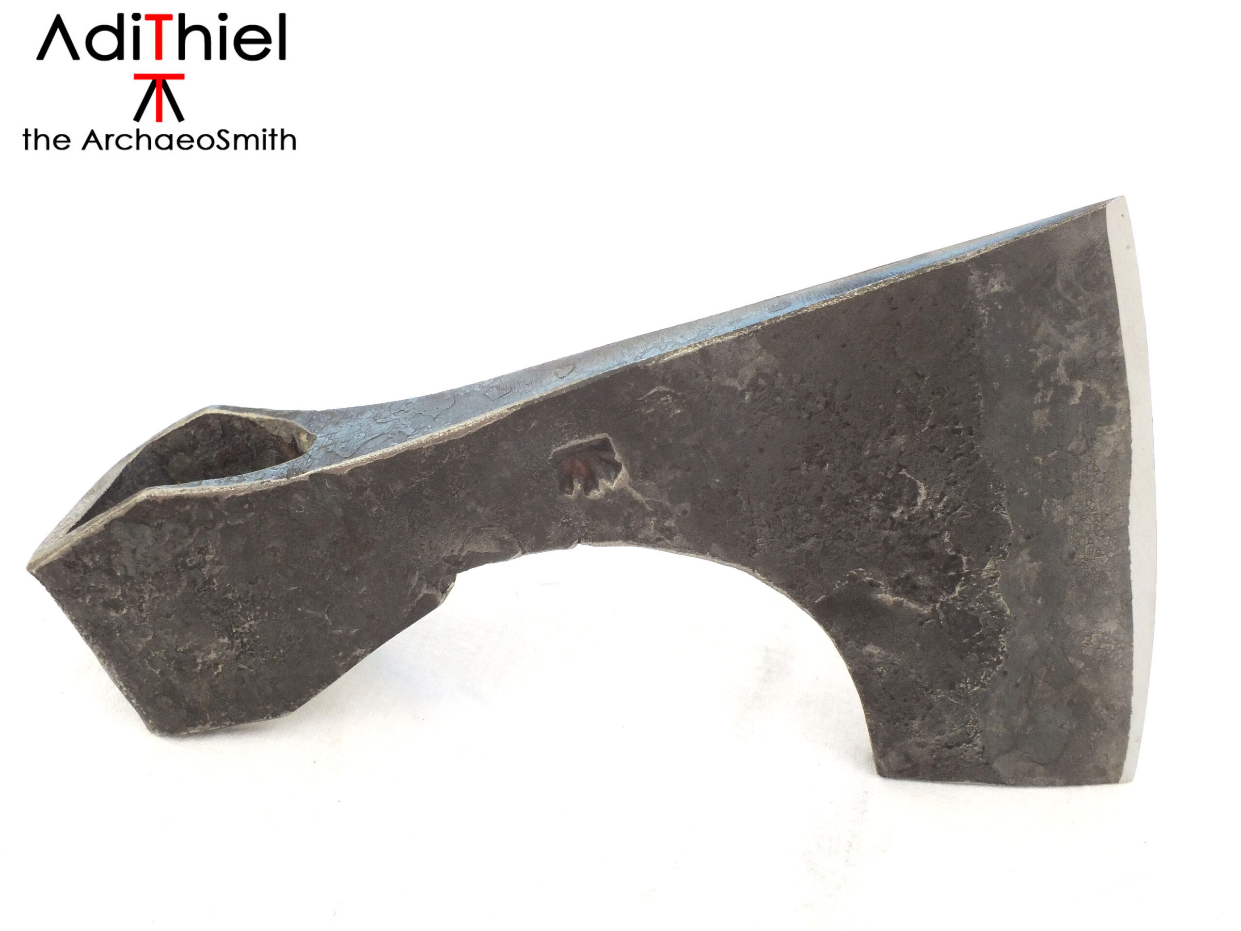 BN_06c - Small Damascus Steel Viking Broad AXE, Kitchen AXE or Woodworking  AXE with Leather Sheath - Adithiel